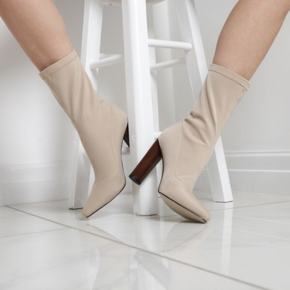 Ego Zina Nude High Ankle Boot In Lycra
